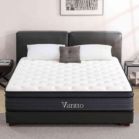 Queen Size Mattress, 12 Inch Individual Pocket Springs Hybrid Memory Foam Mattress in a Box for Pressure Relief, Motion Isolation, CertiPUR-US