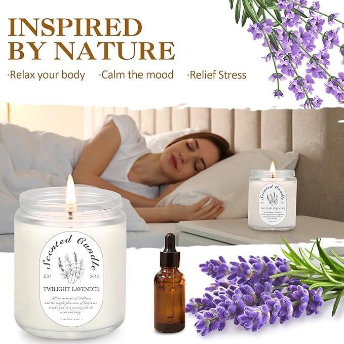 4 Pack Candles for Home Scented, Lavender Candles, 28 oz 200 Hour Long Lasting Aromatherapy Candle Set, Candle Gift Set for Women, Perfect for Birthday Gifts