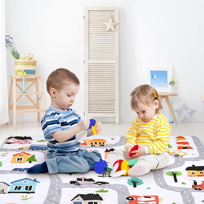 Baby Play Mat for Floor 50 * 50 inch, Extra Thick Soft Cushioning Foam Mat for Kids, Non Slip & Washable Crawling Mat for Toddler, Padded Play Mat for Baby Tummy Time