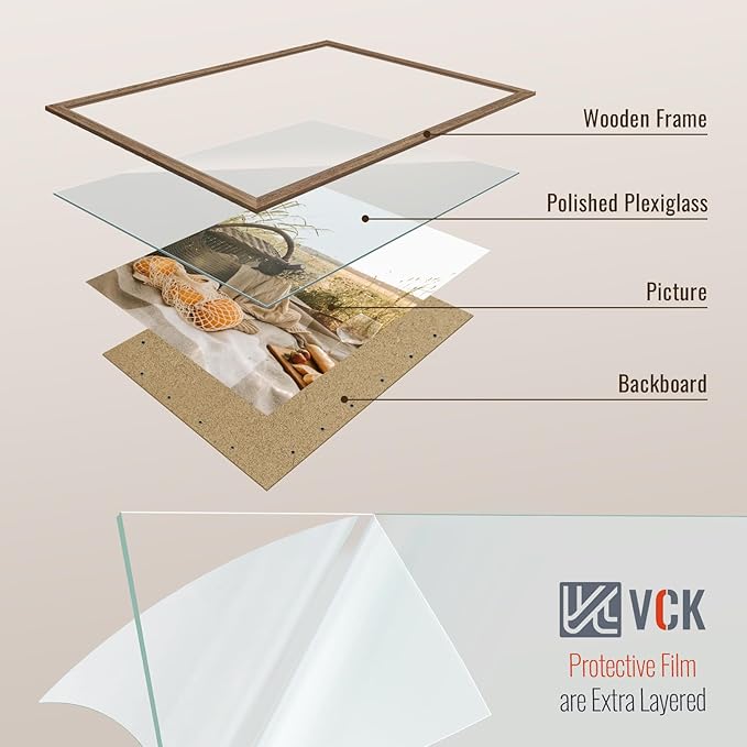 VCK 27x40 Picture Frame Set of 4 - Walnut, Gallery-Quality Wood Poster Frames, 1.1-Inch Wide Border, Polished Plexiglass, Vertical or Horizontal Wall Display for Photo/Art/Prints, Walnut