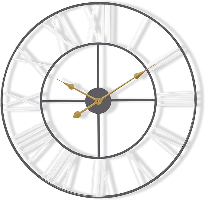 Sorbus Large Wall Clock for Living Room Decor – Easy to Hang 24-Inch Big Wall Clock – Metal Wall Art for Kitchen, Bedroom, Home, Office – Analog Decorative Wall Clock (White)