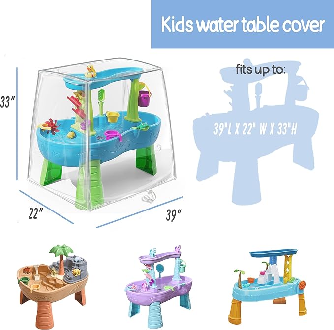 Kids Water Table Cover, Fit Step2 Rain Showers Splash Pond Water Table Waterpark Play Table Outdoor Toys Cover - (Cover Only) Transparent PVC (Transparent)