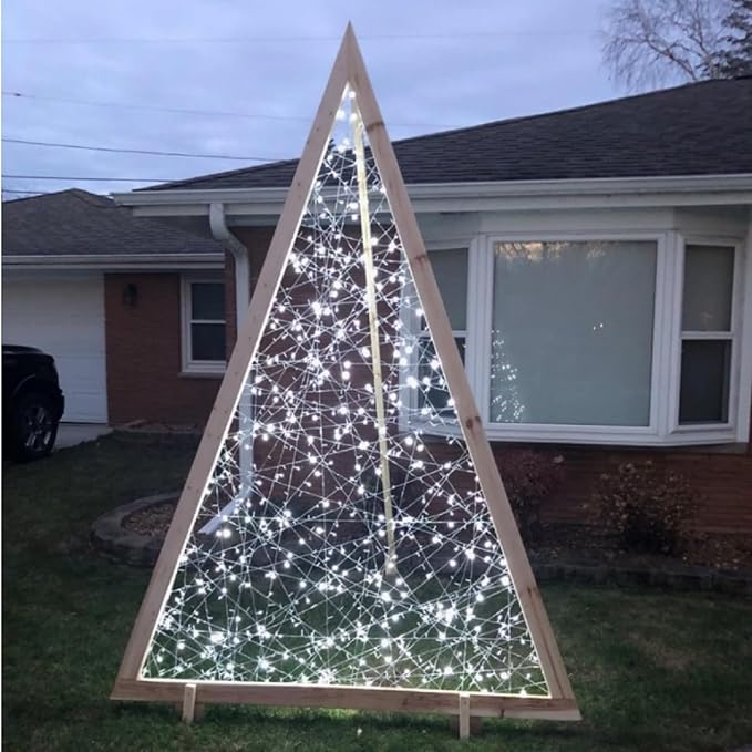 QITONG 165ft 500 LED White String Lights Outdoor Waterproof, 8 Modes Christmas Light Plug-in, Clear Wire Christmas Tree Light Indoor