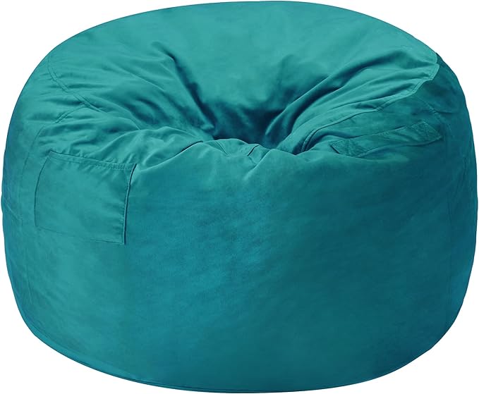Homguava 6 FT Bean Bag Chair: 6' Bean Bags with Memory Foam Filled, Large Beanbag Chairs Soft Sofa with Dutch Velvet Cover-Sea Blue