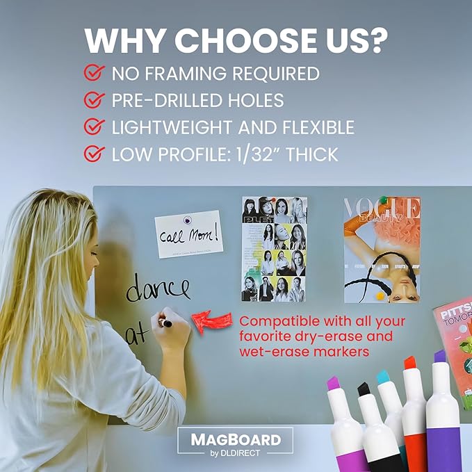 Diamond Life Magnetic Board - Memo & Vision Board for Home, Office, and Classroom - Magnet Board for Kids - Pre-drilled Mounting Screws Included (Silver 16"x24")