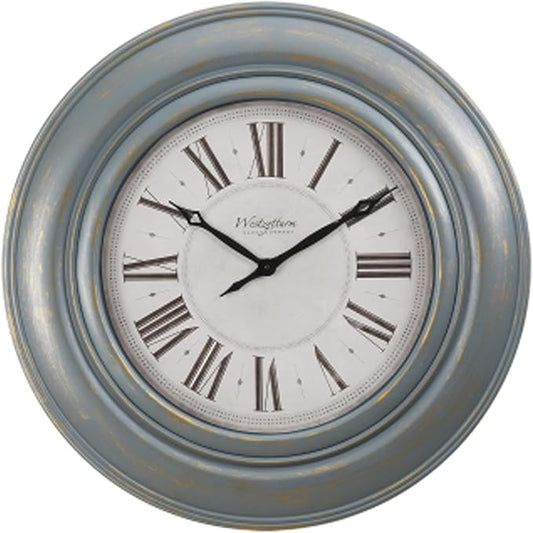 Extra Large Wall Clock, 30 Inch, Blue Bronze, Silent Non-Ticking Quartz Movement, Battery Operated, Decorative Roman Numeral, Vintage Clock Living Room, Office, Home Decor