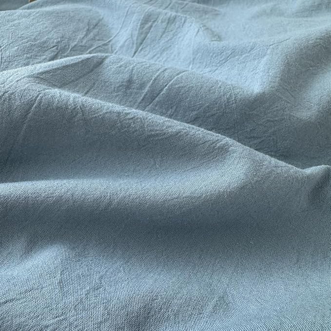 FACE TWO FACE Bedding Duvet Cover Set100% Washed Cotton Duvet Cover Linen Like Textured Breathable Durable Soft Comfy (King, Deep Gray Blue)