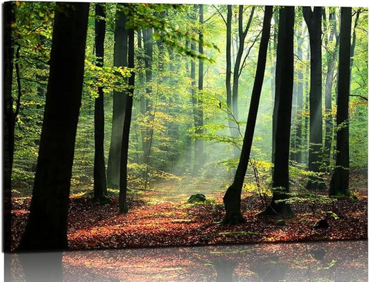 Nature Wall Art Large Forest Art Canvas Wall Decor Green Tree Canvas Print Artwork Decor for Living Room Mountain Wall Art Landscape Pictures for Bedroom Home Office Decorations (32x48inches)