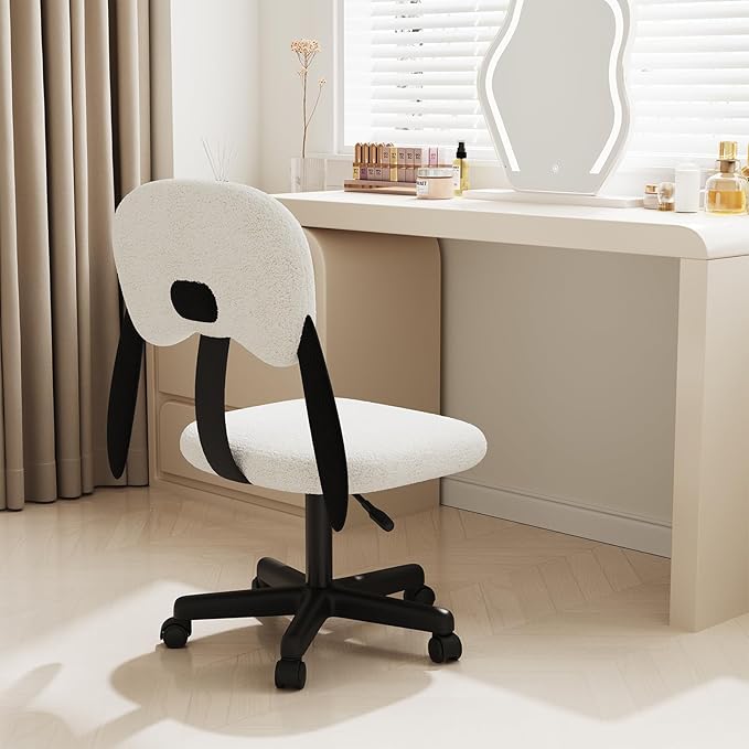 Puppy Shaped Back Kids Desk Chair, Adjustable Comfy Swivel Computer Chairs with Wheels for Kids, Cute Girls Students Vanity Chair for Bedroom Study