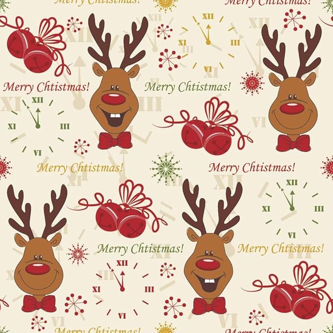 Christmas Comforter Set Full/Queen for Boys Girls, Cartoon Merry Christmas Reindeer Print Bedding Set, Christmas Decorations Cute Beige Xmas Bed Set with 1 Comforter and 2 Pillowcases