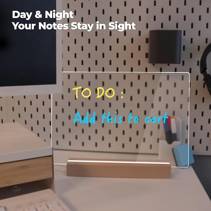 Dry Erase Board with Light, 13x9, USB-Powered Light Up Whiteboard, Includes 4 Quick-Dry Markers & Eraser, to-Do List, Planner, Message Board, Party Sign