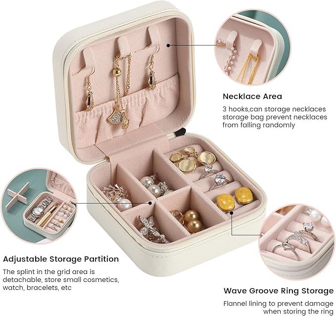 Personalized Jewelry Boxes for Women, Custom Travel Jewelry Case with Name and Birth Flower Month, Portable Jewelry Box Organizer for Mom Birthday Gifts (Not customizable)
