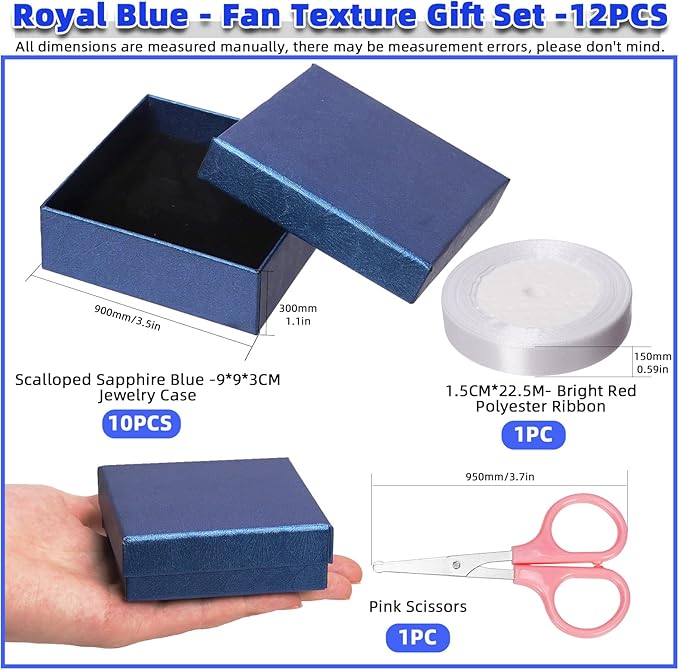 Glarks 12pcs Baby blue Jewelry Gifts Boxes Kit, 3.5 x 3.5 x 1.1in Jewelry Boxes for Ring Earring Jewelry, Christmas, Birthday, Anniversaries, Valentine’s Day, Mother’s Day and Other Festivals