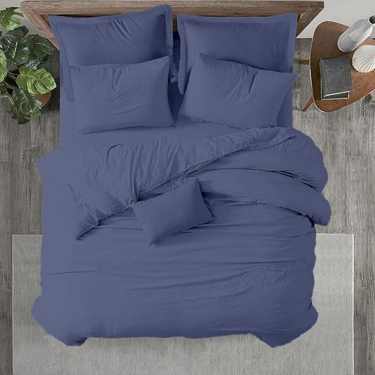 Kotton Culture 120"x120" 3 Pc Super King Plus/Super Oversize King Duvet Cover Set 100% Egyptian Cotton - 600 TC, Zipper Closure & Corner Ties - Fits Only Extra Large Inserts - Mediterranean Blue