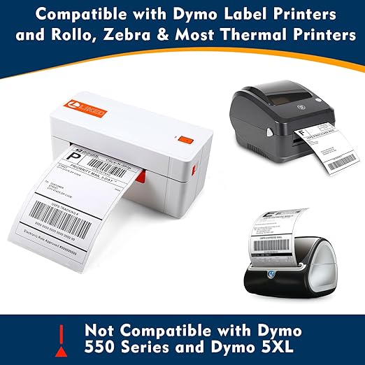 L LIKED 880 PCS 4"x 6" Direct Thermal Labels White Perforated Shipping Label, Compatible with DYMO 4XL 1744907,Zebra, Rollo, Jadens, Nelko, 220 Labels per Roll, 4 Rolls