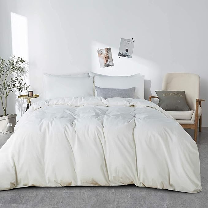 1000 Thread Count Super King Duvet Cover Set 100% Egyptian Cotton, True Luxury Hotel Quality Quilt Comforter Cover with Zipper Closure (White)