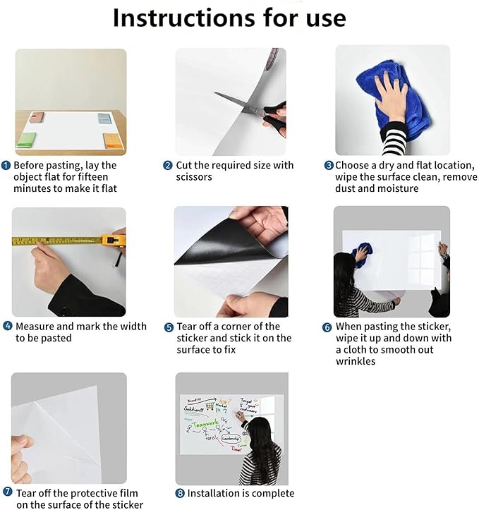 Magnetic Whiteboard Contact Paper, 30" x 40" Stick on Magnetic Dry Erase White Board Sticker on Wall, Easy to Write for Kids Drawing, School, Office, Kitchen Fridge