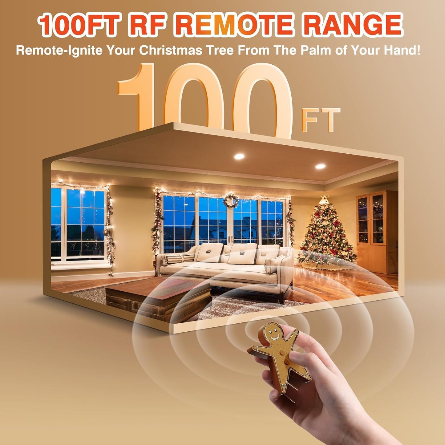 Remote Control Outlet for Christmas Tree Lights, Gingerbread Man Wireless Remote Switch, Christmas Tree Remote Control with Built-in Music Feature, 100Ft Range