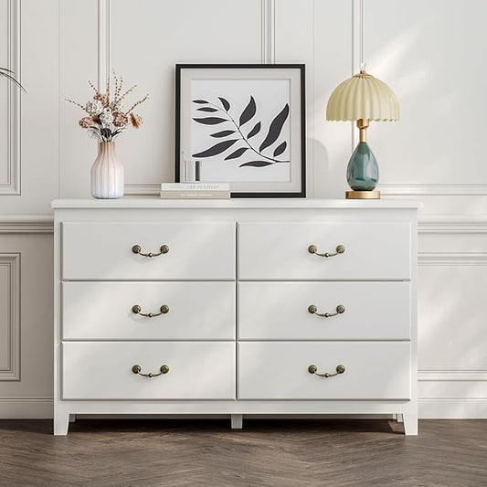 Farmhouse Dresser for Bedroom, Dressers & Chests of Drawers with Large Drawer, Wooden Tall Rustic Dresser for Bedroom