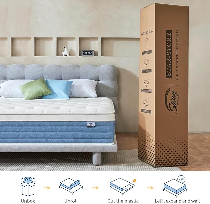 Starage Twin Mattress | 10 inch Hybrid Mattress Twin Memory Foam | Medium Firm Feel for Motion Isolation | Edge Support Pressure Relief|Bed in a Box,CertiPUR-US Certified