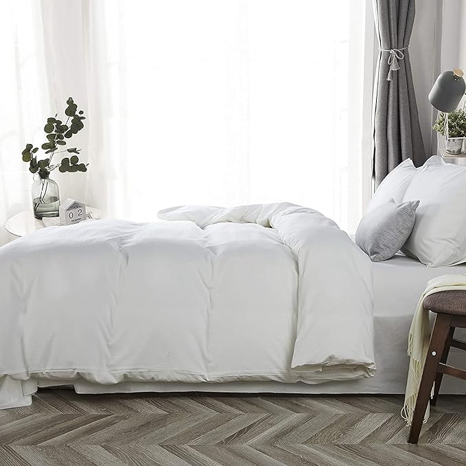1000 Thread Count Oversized King Duvet Cover Set 100% Egyptian Cotton True Luxury Hotel Quality 1 Duvet Cover with 4 Pillow Sham - 5 Pieces Comforter Cover with Zipper Closure (White)