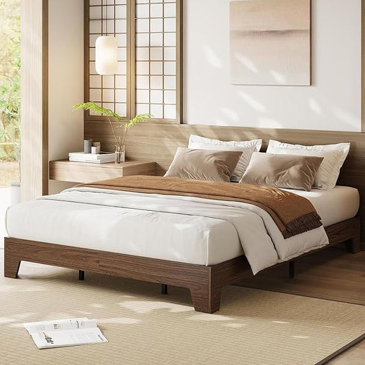 Garvee Wood Platform Bed Frame, California King Bed Frame, Wood Slat Support, No Box Spring Needed, Easy Assembly, Noise-Free Design, Underbed Space for Storage