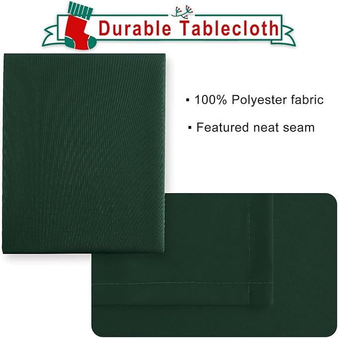 Hiasan Small Tablecloth for Square Tables - Waterproof and Spillproof Washable Fabric Table Cloth for Dining Room Kitchen Party (Hunter Green, 40 x 40 Inch)