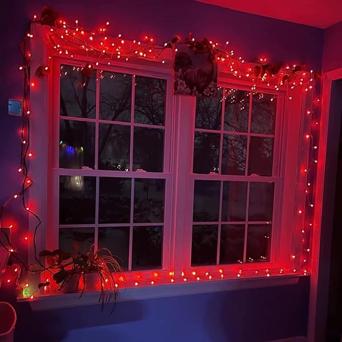 QITONG 165ft 500 LED Halloween Red Lights, String Lights Outdoor Waterproof Plug in, Green Wire Christmas Twinkle Light Indoor with 8 Modes