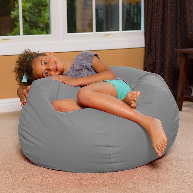 Posh Creations Bean Bag Chair for Kids, Teens, and Adults Includes Removable and Machine Washable Cover, Canvas Coloring Fabric - Fun Creatures, 48in - X-Large
