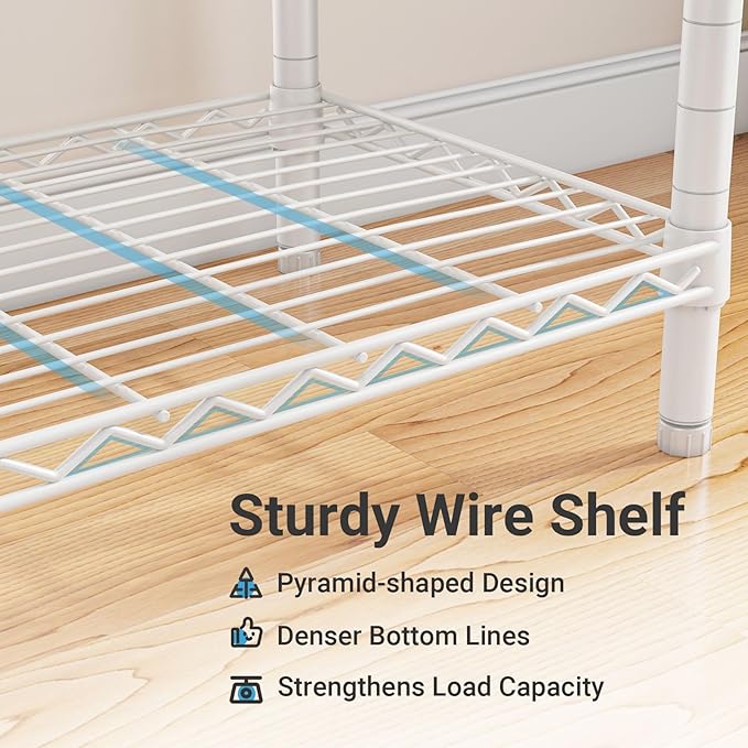 VIPEK L6 Heavy Duty Clothes Rack L Shape Clothing Rack 5-Tier Wire Garment Rack Freestanding Closet with 7 Adjustable Shelves & 4 Hanging Rods, 42" L x 42" W x 76.4" H, Max Load 850LBS, White