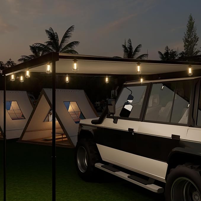 Outdoor String Lights 50 ft, LED Patio Lights with 27（25+2 Spare ST38 Shatterproof Bulbs, IP 65 Waterproof, Outside Hanging Light for Cafe Bistro Backyard