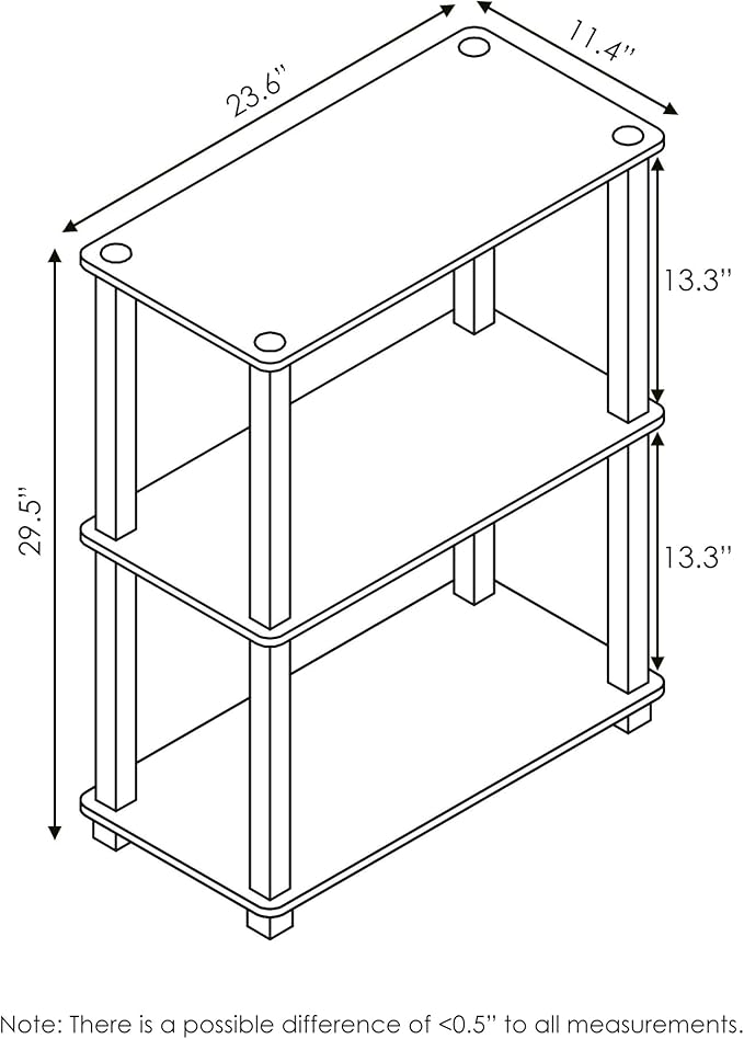 Furinno Turn-S-Tube 3-Tier Compact Multipurpose Shelf Display Rack with Square Tube, Americano/Black