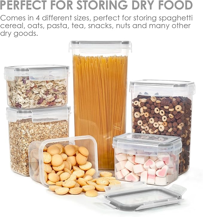 Vtopmart Airtight Food Storage Containers Set with Lids, 15pcs BPA Free Plastic Dry Food Canisters for Kitchen Pantry Organization and Storage, Dishwasher safe,Include 24 Labels, Grey