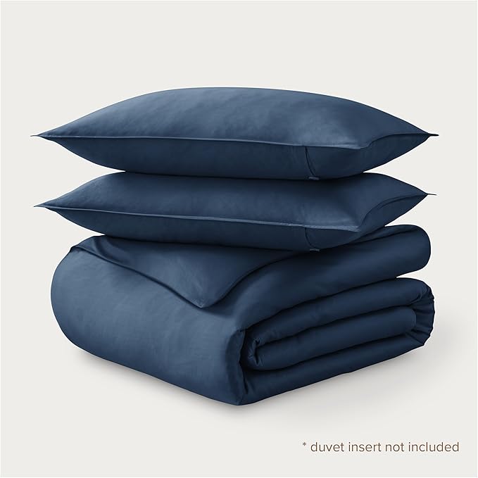 Bare Home 100% Organic Cotton Sateen Duvet Cover Set - Full/Queen Size - 400 Thread Count - Smooth Sateen Weave - Warm & Luxurious - Duvet Cover (Full/Queen, Bering Sea)