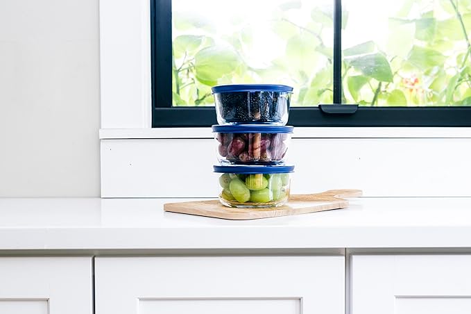 12-Piece Glass Food Storage Containers Set (6 Containers + 6 BPA-Free Lids) | 4-Cup, Leakproof | Microwave, Freezer, Oven & Dishwasher Safe | Ideal for Meal Prep & Pantry Organization