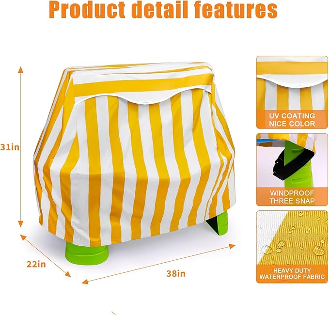 Kids Water Table Cover for Step 2 Rain Showers Splash Pond Water Table, Outdoor Waterproof Anti-UV Kids Water Play Table Cover (Yellow)