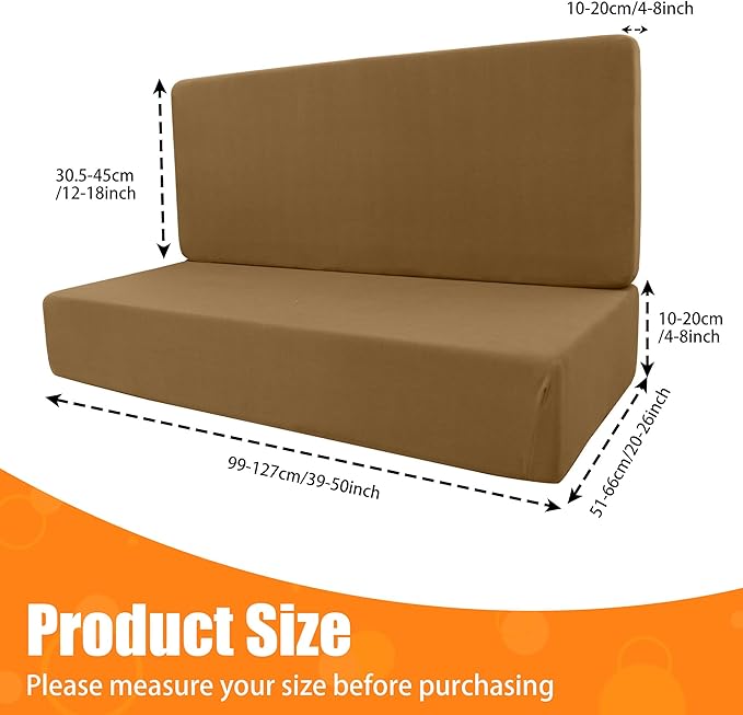 Rv Dinette Cushion Covers, Stretchable Camper Cushion Slipcover, Replacement for RV Couch, 2 Backrest & 2 Bench Covers (Camel)