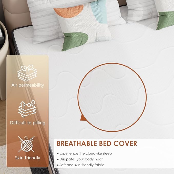 PayLessHere 10 Inch Innerspring King Mattress Medium Firm Hybrid Mattress with Removable Cover CertiPUR-US Certified Bed-in-a-Box Pressure Relief Foam Mattress,White