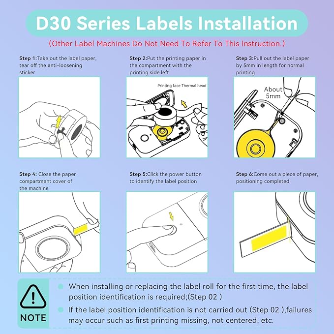 D30 Label Maker Tape, Thermal Self-Adhesive 14x40mm (0.55"x1.57"), Compatible With D30 Portable Printer, 185 Labels/Roll (White)