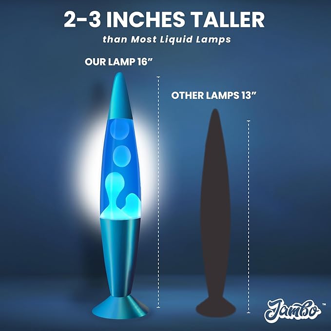 JAMBO 16" Beautiful Lamp- Blue with White/Blue Wax, Relaxing Liquid Light, Night Light Nightlight, Home Decor Living Room Office Bedroom Lamp for Adults Teens Kids, Magma Motion