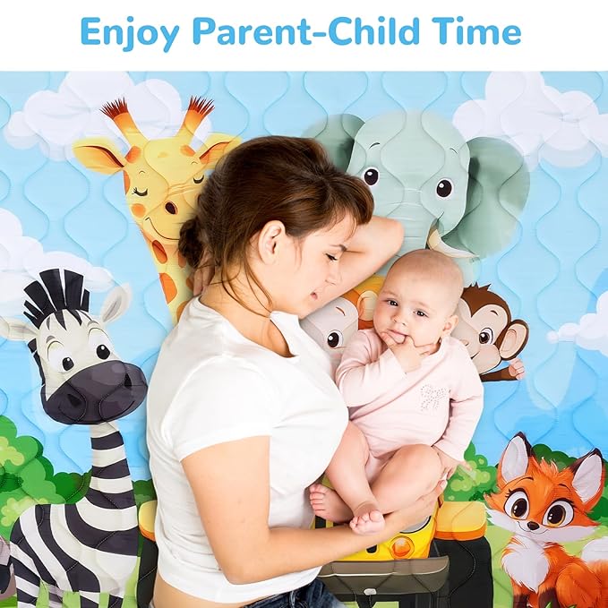 Baby Play Mat, Toodler Floor Mat 50 x 50 inch, Extra Thick Foam Non-Slip Washable,Crawling Cushion for Tummy Playing