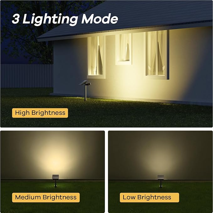 Consciot Warm White Solar Spot Lights Outdoor,Dusk-to-Dawn 600LM 360°Adjustable Solar Landscape Spotlights with IP65 Waterproof Solar Lights Outdoor,3 Brightness for Garden Yard Doorway Lawn, 4 Pack