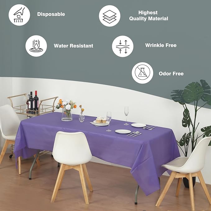 Craft And Party, Purple Plastic Table Cover Roll - 40in X 100 feet Heavy Duty Plastic Banquet Table Cover Roll. (Purple)