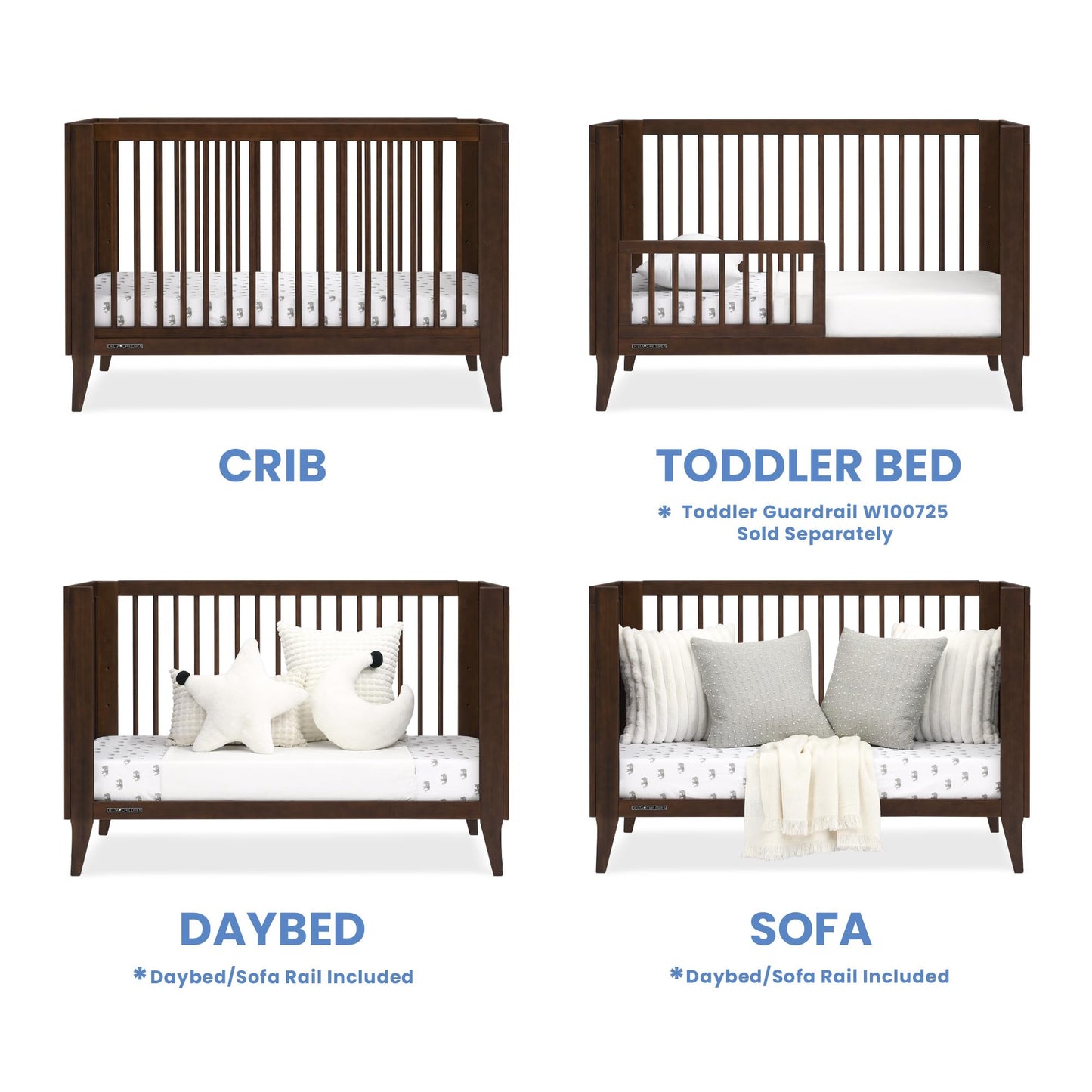 Delta Children Ollie 4-in-1 Convertible Crib - Greenguard Gold Certified, Walnut Espresso