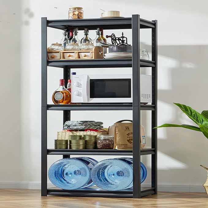 REIBII Storage Shelves 2500LBS Metal Shelving Adjustable Garage Shelving 5 Tier Garage Storage Shelves for Closet Kitchen Pantry 24.4''W X 16.4''D X 60''H