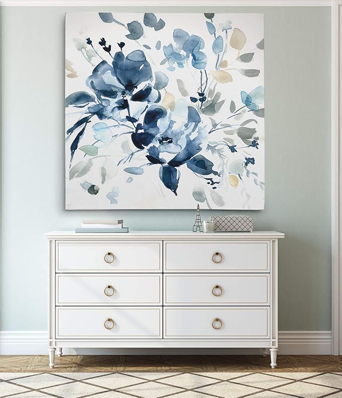 Wexford Home Indigo Garden II Gallery Wrapped Canvas Wall Art, 32x32,