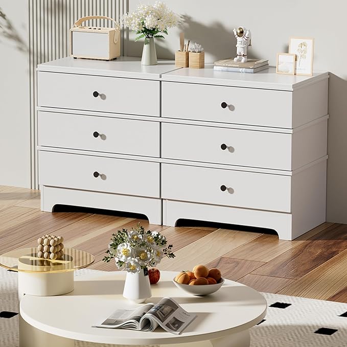 Farmhouse Nightstand with 3 Drawers, 24" End Table & Modern Bedside Table with Charging Station, Wood Nightstands Storage Cabinet for Bedroom Hallway, Entryway, White Set of 2