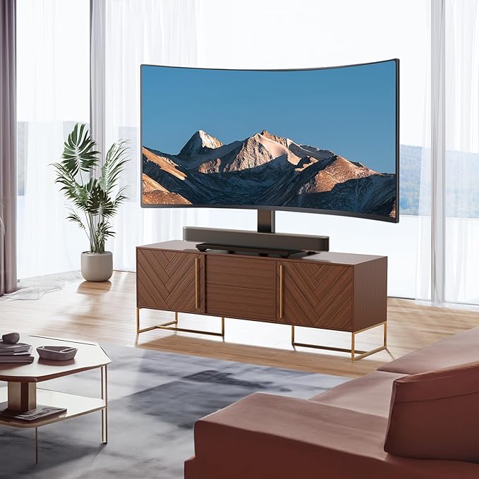 PERLESMITH Universal Swivel TV Stand Base, Table Top TV Stand for 37-75 inch LCD LED TVs, Height Adjustable TV Mount Stand with Tempered Glass Base, VESA 600x400mm, Holds up to 99lbs, PSTVS13