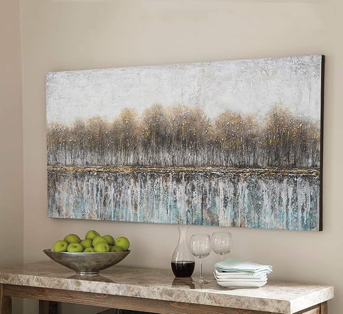 NdcSkyArt Canvas Wall Art for Bedroom, Tree Farmhouse Wood Neutral Watercolor Painting Gray Brown Silver Birch Prints for Rustic Home Living Room Sofa Background Decor