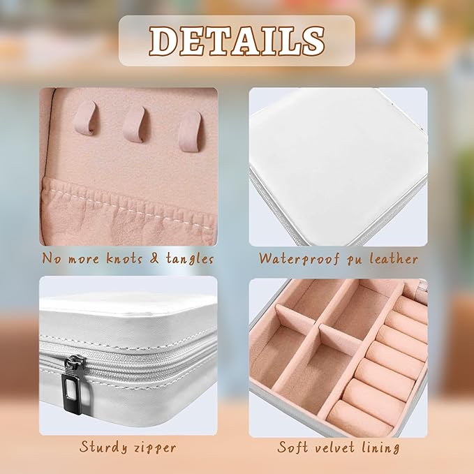 Custom Travel Jewelry Organizer, Personalized Jewelry Box with Birth Flower and Name, Gifts for Birthday, Wedding, Anniversary, Personalized Gifts for Women, Girls, Mother, Wife, Bridesmaid